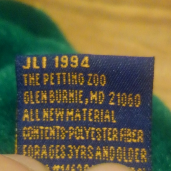 🐻 Vintage 1994 Petting Zoo Plush Bear 90s Green - Picture 4 of 7